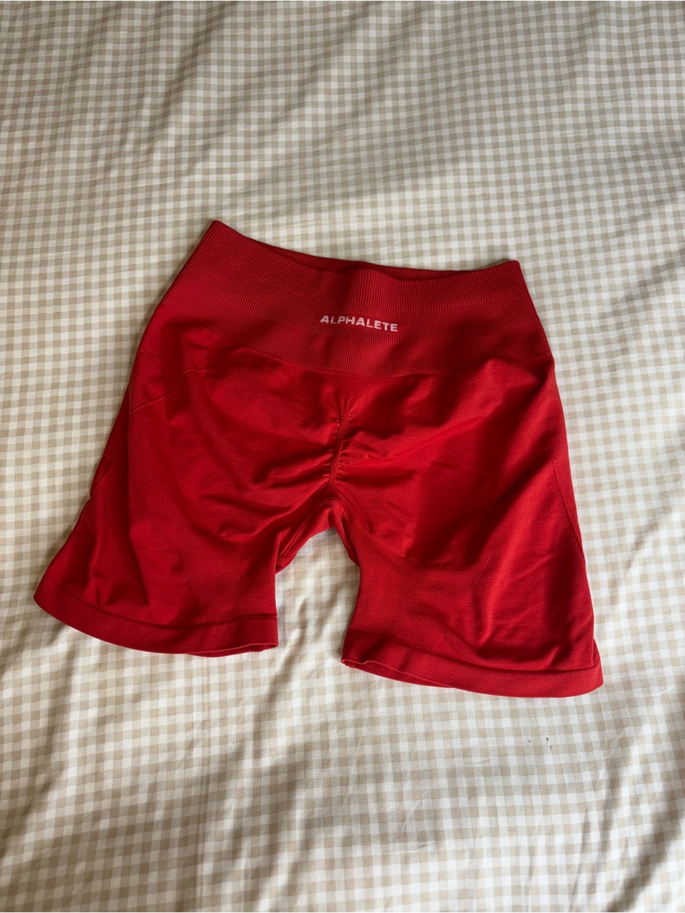 Alphalete Revive High Waist Shorts in Formula Red